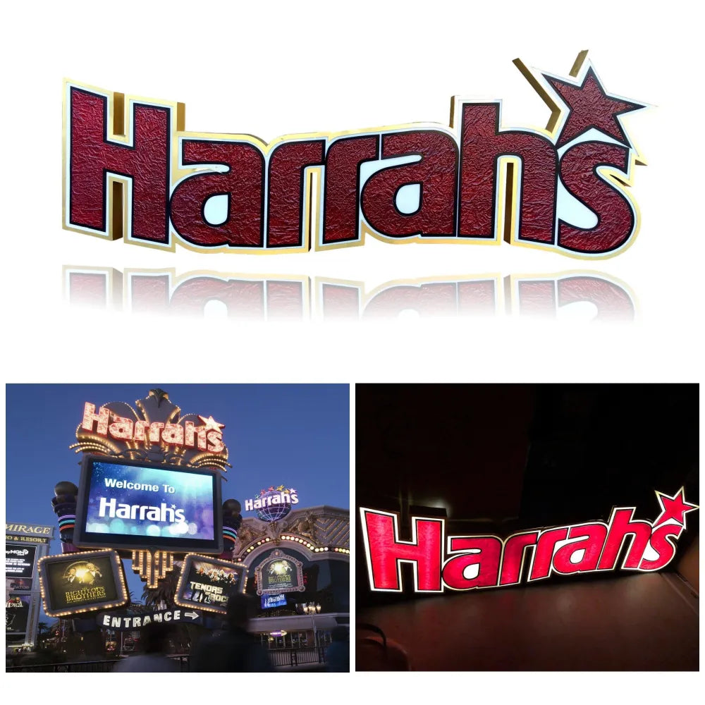 Harrah’s Hotel Las Vegas Authentic Used Full Neon Sign Original Vintage Casino