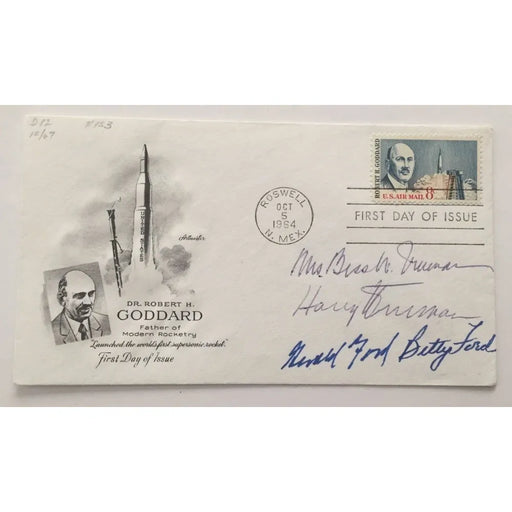 Harry Truman Gerald Ford Bess Betty Signed Envelope JSA COA Autograph President