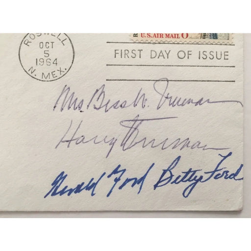 Harry Truman Gerald Ford Bess Betty Signed Envelope JSA COA Autograph President