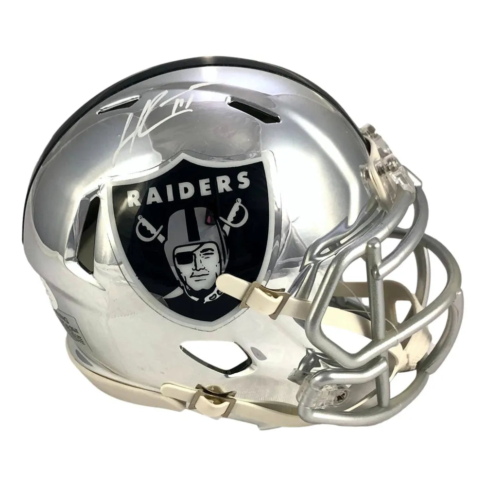 Henry Ruggs Hand Signed Las Vegas Raiders Chrome Mini Helmet JSA COA Oakland LV