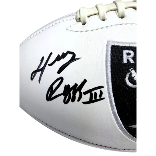 Henry Ruggs III Signed Las Vegas Raiders White Logo Stat Football COA JSA
