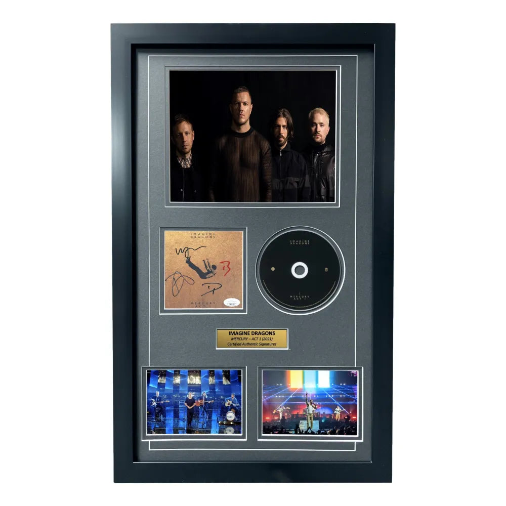 Imagine Dragons Band Signed Mercury CD Album Framed Collage JSA COA Dan Reynolds