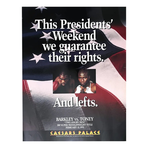 Iran Barkley vs James Toney 22x28 Poster - COA Owned By Caesars 2/13/1993
