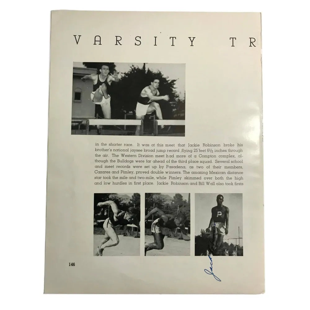 Jackie Robinson Signed Track & Field Yearbook Page Pre Dodgers JSA COA Autograph