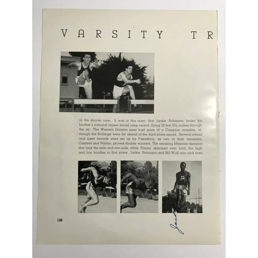 Jackie Robinson Signed Track & Field Yearbook Page Pre Dodgers JSA COA Autograph