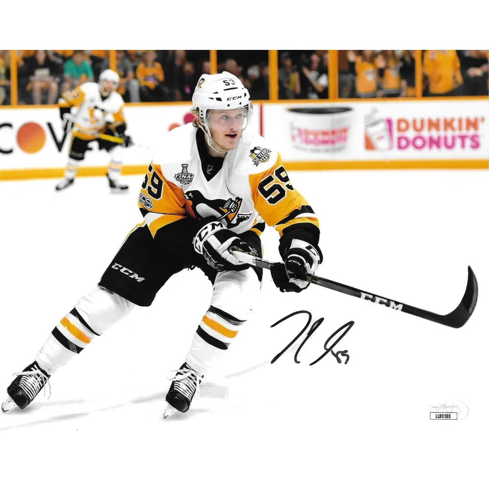 Jake Guentzel Autographed Pittsburgh Penguins 8x10 Photo JSA COA Signed Forceful
