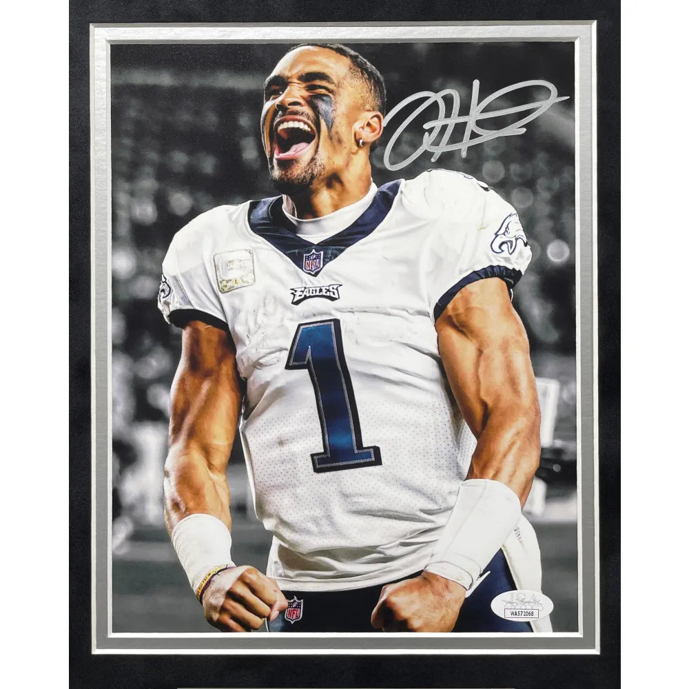JALEN HURTS AUTOGRAPHED HAND SIGNED CUSTOM FRAMED PHILADELPHIA EAGLES JERSEY  - Signature Collectibles