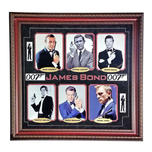 James Bond 8X10 Collage Framed 007 Connery Moore Un Autograph Craig Brosnan