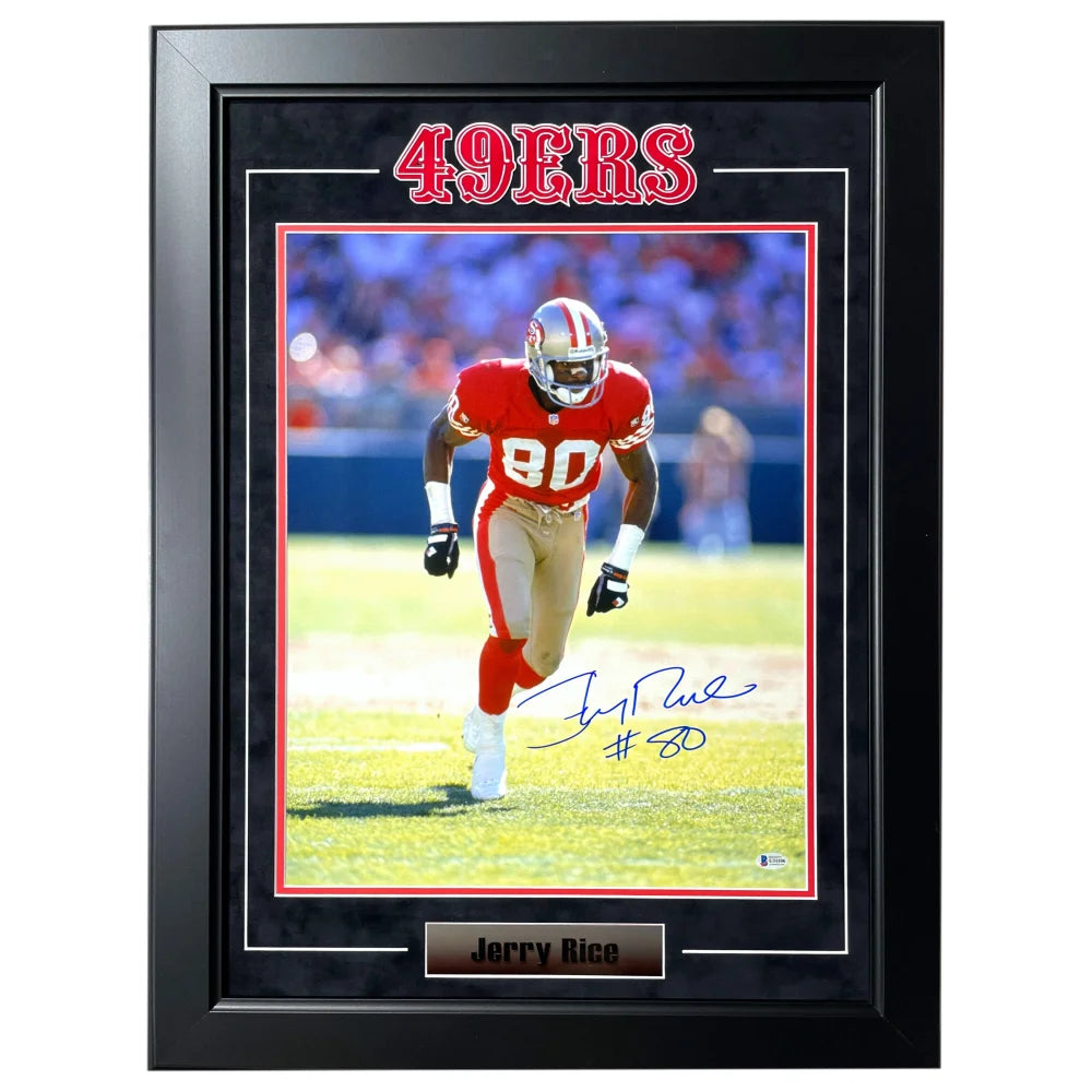 Jerry Rice Autographed San Francisco 49ers 16x20 Photo Framed BAS Signed Niners