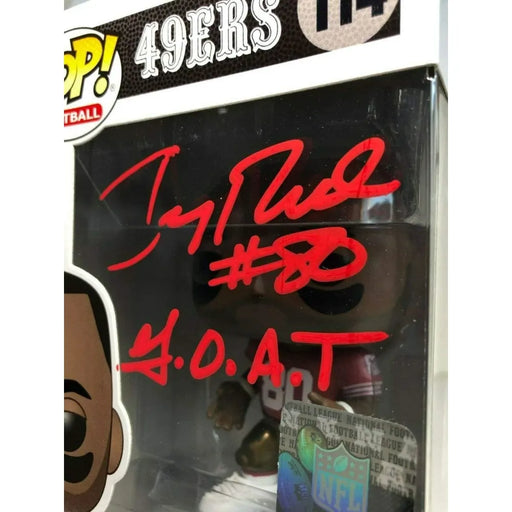 Jerry Rice Signed Inscribed GOAT Funko Pop BAS COA 49ers Autograph #114 Niners