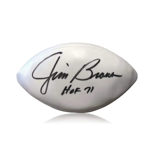 Jim Brown Signed White Panel Football Cleveland Browns JSA COA Autograph