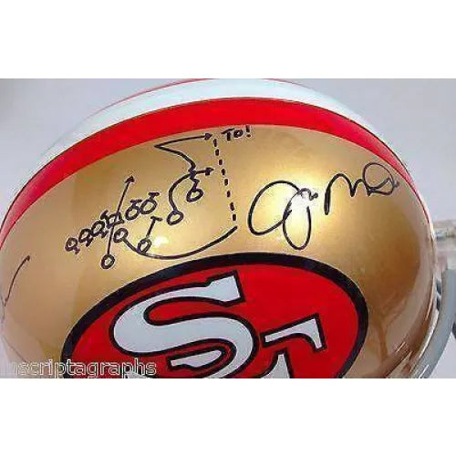 Joe Montana / Dwight Clark The Catch Diagram Signed JSA COA 49ers Helmet