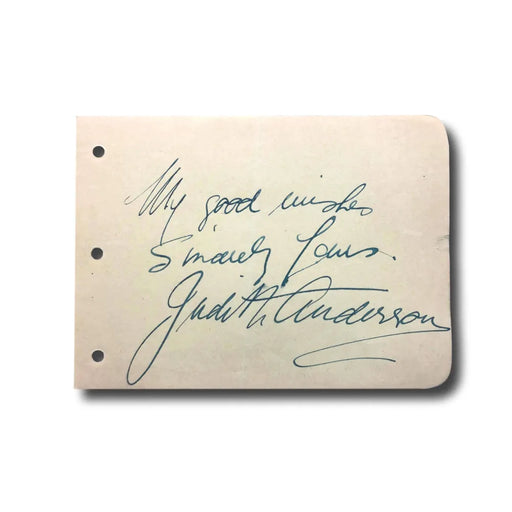 Judith Anderson Hand Signed Album Page Cut JSA COA Autograph Rebecca Hitchcock