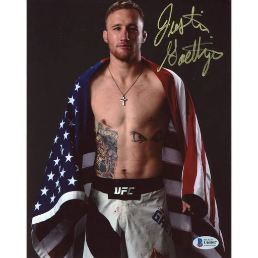 Justin Gaethje Hand Signed 8x10 Photo UFC Fighter BAS COA Autograph Geathje