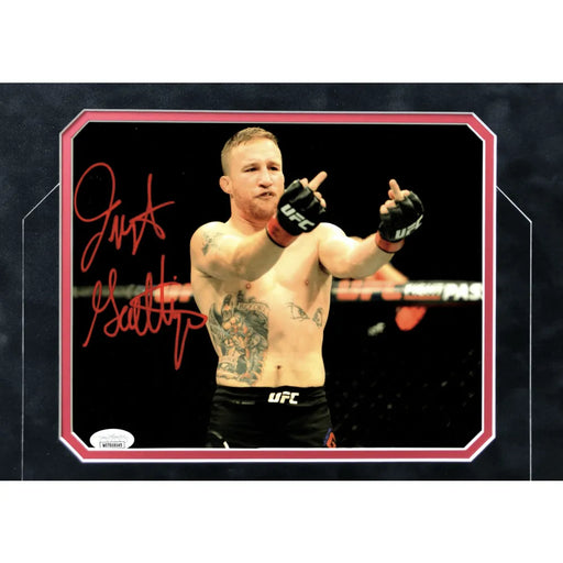 Justin Gaethje Signed UFC Framed 8x10 Photo Collage JSA COA Autograph Flip Bird