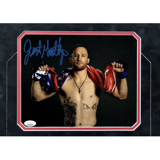 Justin Gaethje Signed UFC Framed 8x10 Photo Collage JSA COA Autograph USA Flag