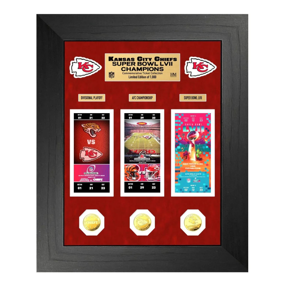 Kansas City Chiefs 2022-23 Super Bowl LVII Gold Coins & Tickets Framed Collage
