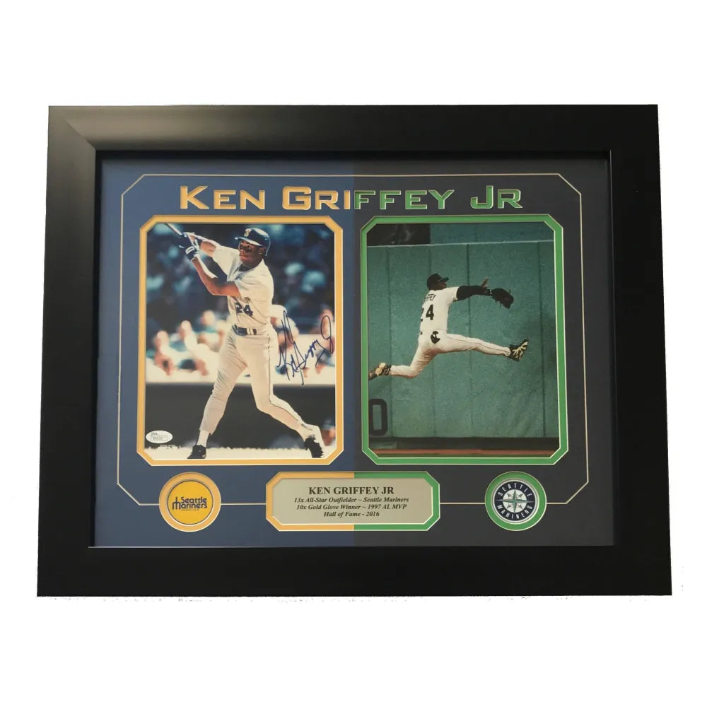 Ken Griffey Jr. Signed 8X10 Photo Collage Framed JSA COA Seattle Mariners