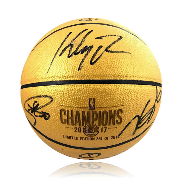Kevin Durant Stephen Curry Klay Thompson Triple Signed Golden 
