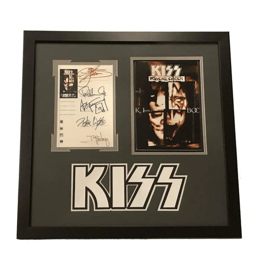 Kiss Band Signed Framed Collage Simmons Stanley Criss Frehley JSA COA Autograph