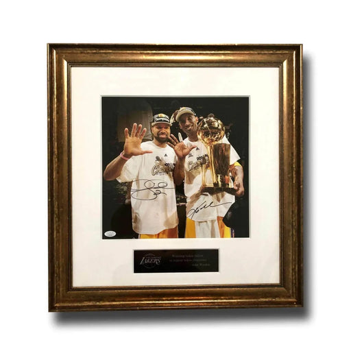 Kobe Bryant / Derek Fisher Dual Signed Lakers Photo Framed JSA COA Autograph La