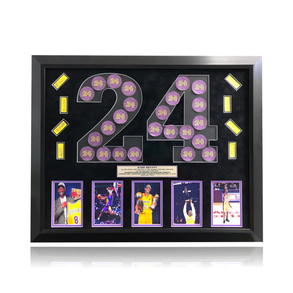 Kobe Bryant Final Game with Lakers Used 24 Confetti Collage #D/24 Retirement