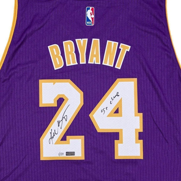 Panini America Kobe Bryant Los Angeles Lakers Autographed White Jersey with  5x Champ Inscription - Limited Edition #60 of 124