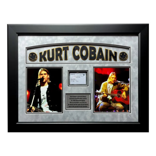Kurt Cobain Personal Drivers Car Insurance ID Card Framed Nirvana Un Signed RARE