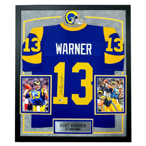 Kurt Warner Autographed St. Louis Rams Jersey Framed BAS Signed Memorabilia LA