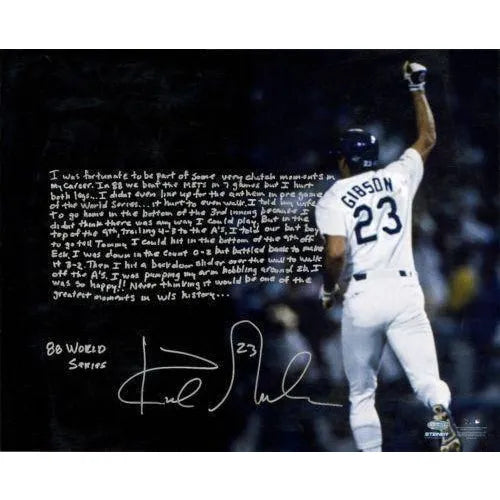 LA Dodgers Kirk Gibson Handwritten/Signed 1988 WS HR 16X20 Story Photo Steiner
