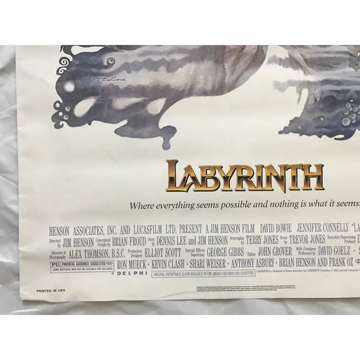 Labyrinth 1986 Original Movie Poster First Issue 27X41 David Bowie Connelly