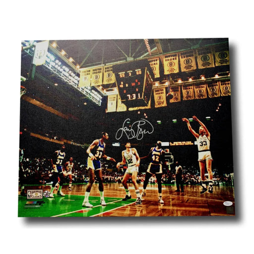 Larry Bird Signed 20X24 Canvas Celtics Vs. Lakers COA JSA / Holo Autograph