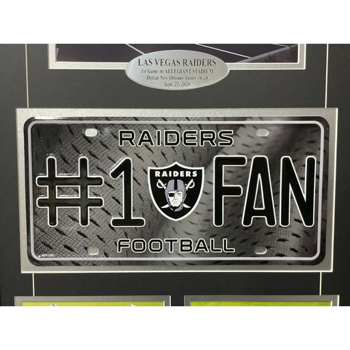 Las Vegas Raiders Fan License Plate Framed Collage Memorabilia Derek Carr