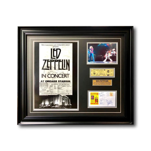 Led Zeppelin Framed Last Concert Chicago Stadium Ticket Collage Autographs
