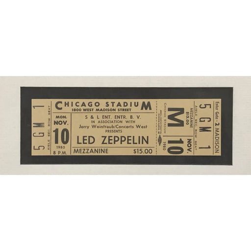 Led Zeppelin Original Framed 1980 Last Concert Chicago Stadium Ticket