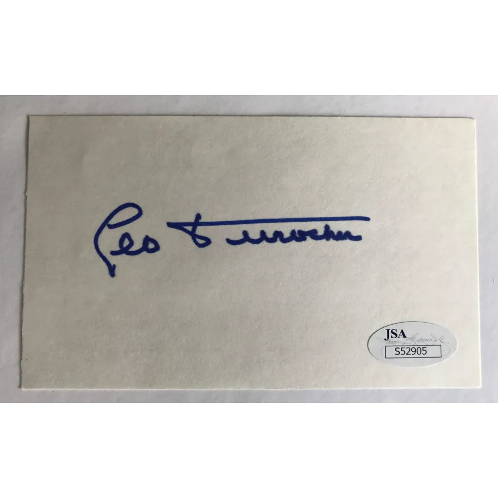 Leo Durocher 3X5 Signed Index Card JSA COA Cut Autograph Giants Dodgers