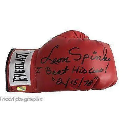 Leon Spinks Signed Boxing Glove #D/10 I Beat His A** 2/15/78 Autograph Ali