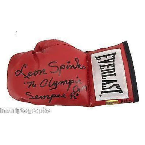 Leon Spinks Signed Boxing Glove #D/10 Inscribed 76 Olympic GM & Semper Fi Ali