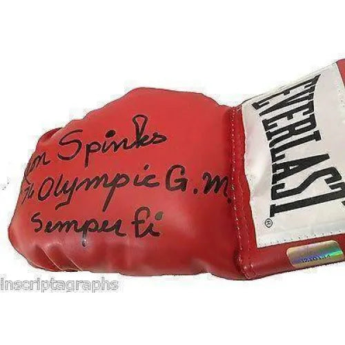 Leon Spinks Signed Boxing Glove #D/10 Inscribed 76 Olympic GM & Semper Fi Ali