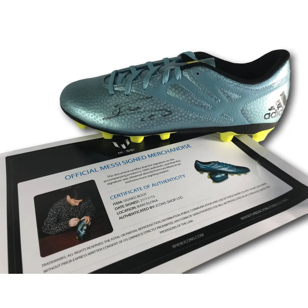 Lionel Messi Signed 15.4 Adidas Cleat COA Icons Boot Leo Autograph Barcelona