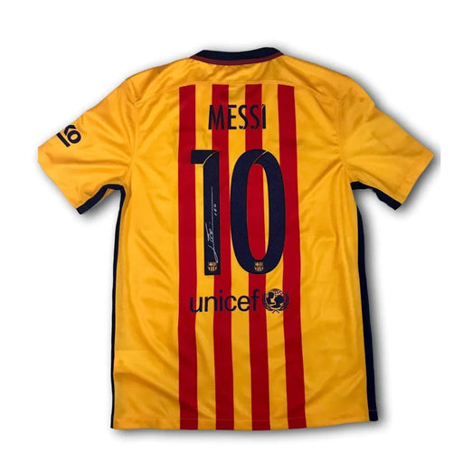 Lionel Messi Signed 2015 Barcelona Away Jersey Leo Icons COA Shirt Autograph