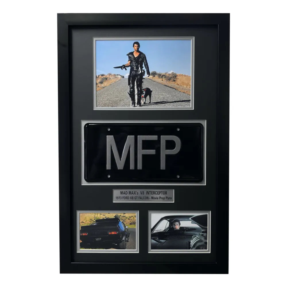 Mad Max Mel Gibson’s V8 Interceptor Movie Car License Plate Framed Memorabilia
