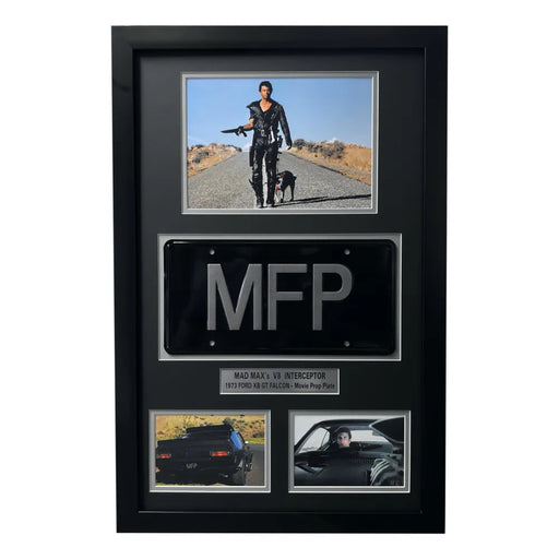 Mad Max Mel Gibson’s V8 Interceptor Movie Car License Plate Framed Memorabilia