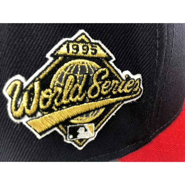 1995 Braves World Series New Era Hat Team-Signed by (17) with Tom Glavine,  Greg Maddux, John Smoltz, Chipper Jones (JSA ALOA)