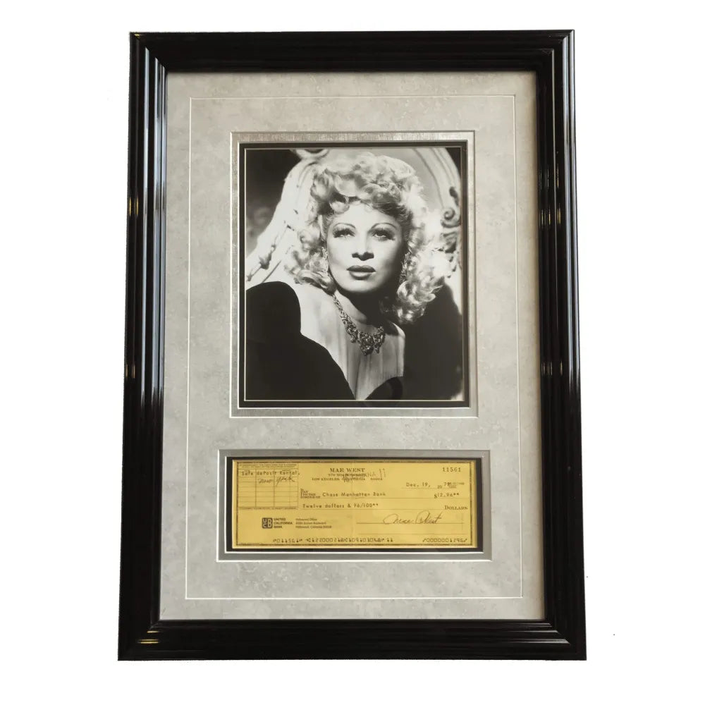 Mae West Signed Check 8X10 Photo Framed Collage JSA COA Autograph