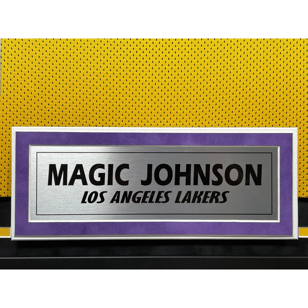 Magic Johnson Framed Signed Purple Jersey