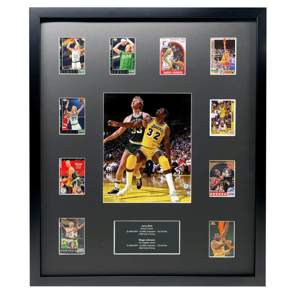 Magic Johnson & Larry Bird Framed 10 Basketball Card 8x10 Collage Lot Celtics