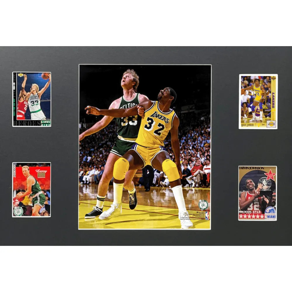 Magic Johnson & Larry Bird Framed 10 Basketball Card 8x10 Collage