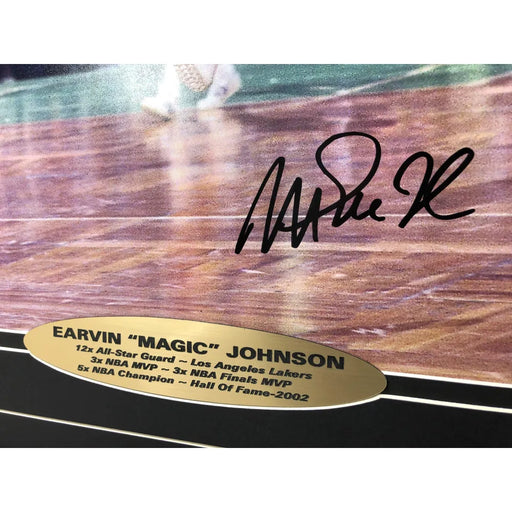Magic Johnson Signed & Framed Los Angeles Lakers 16x20 Photo COA JSA Autograph