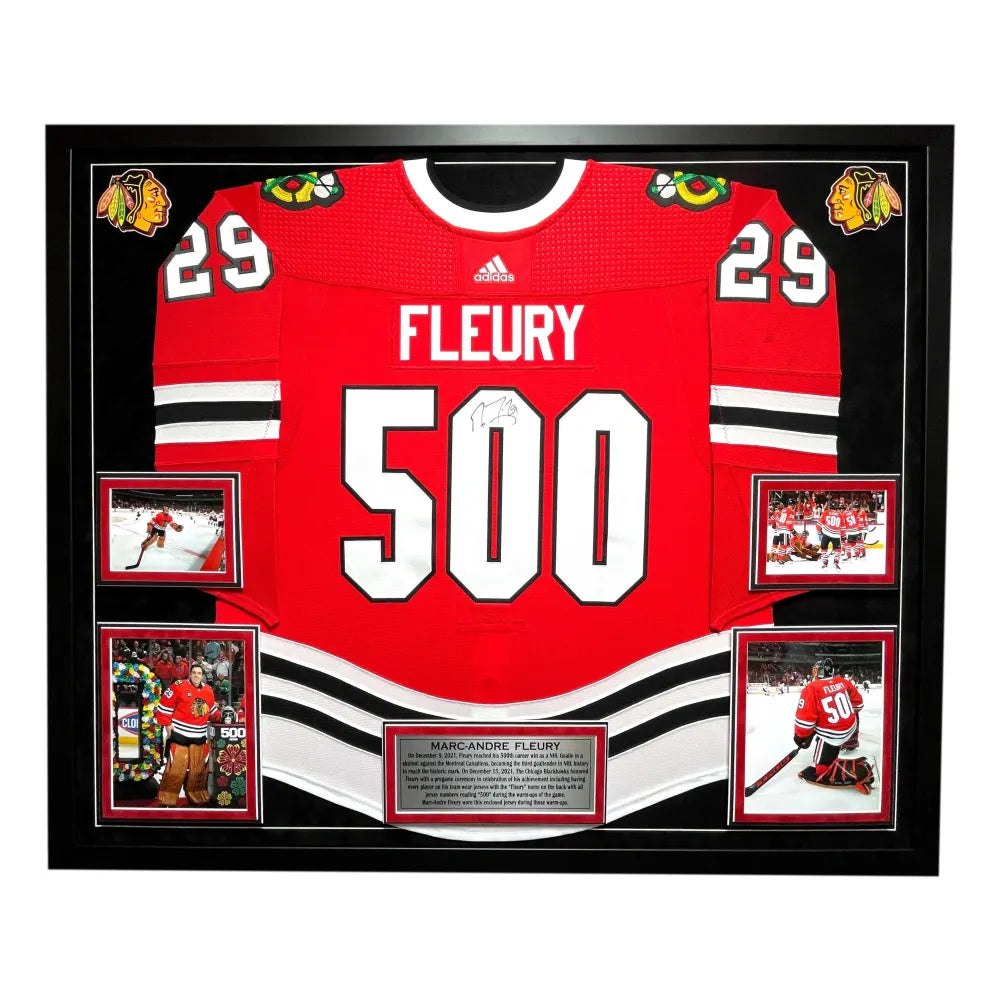 Marc-Andre Fleury Game Worn 500 Career Wins Chicago Blackhawks Jersey